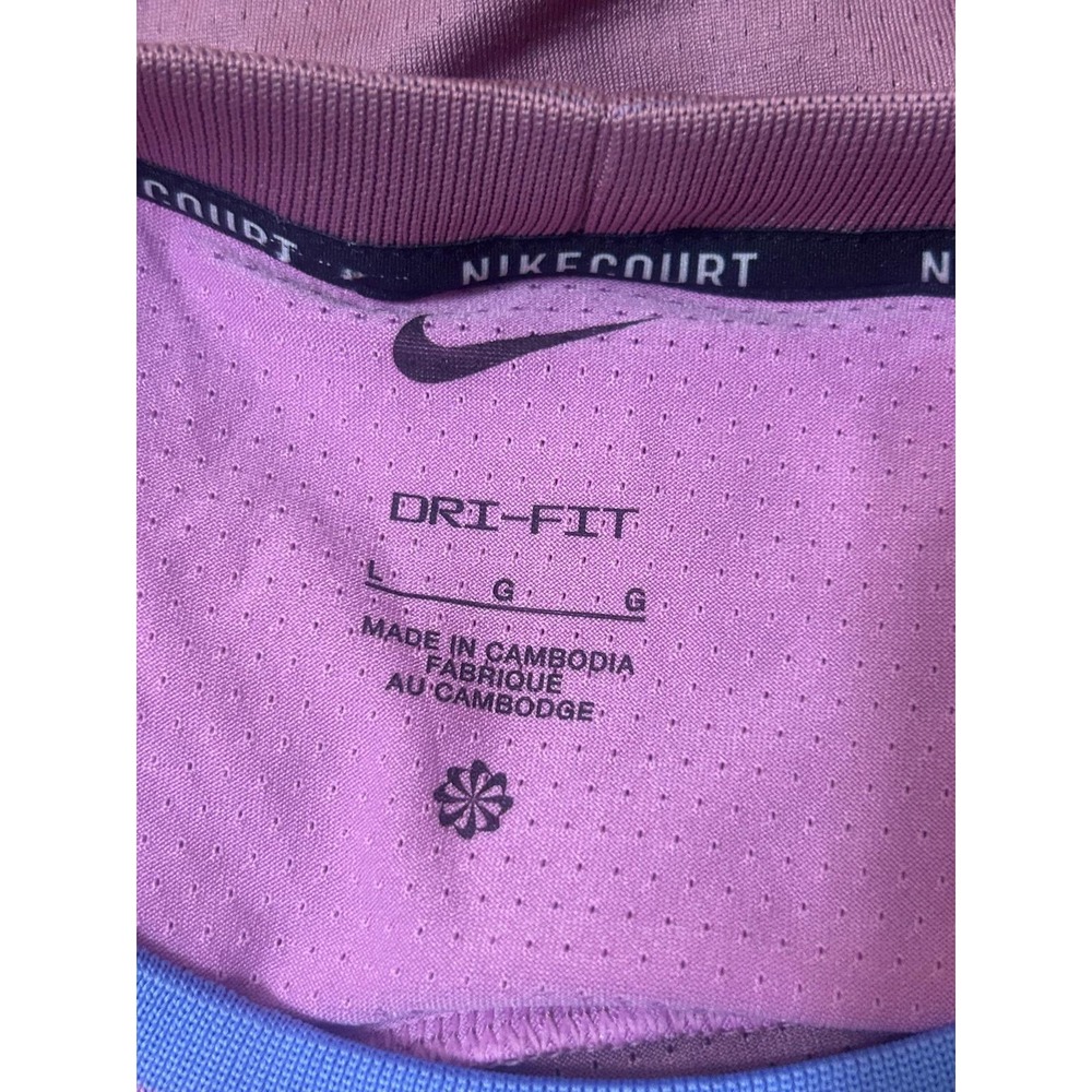 Nike Court Dri-FIT Tennis Mens Large Purple NWT FD5319-523 Colorblock Shirt - Picture 2 of 7